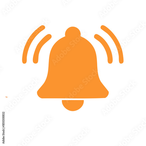 Orange bell ringing isolated on white vector sign notification illustration concept