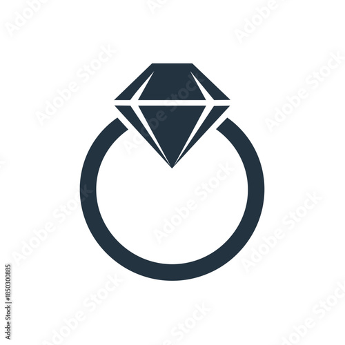 Elegant Diamond Ring Icon Symbolizing Love and Commitment for Luxury and Wedding Design Projects