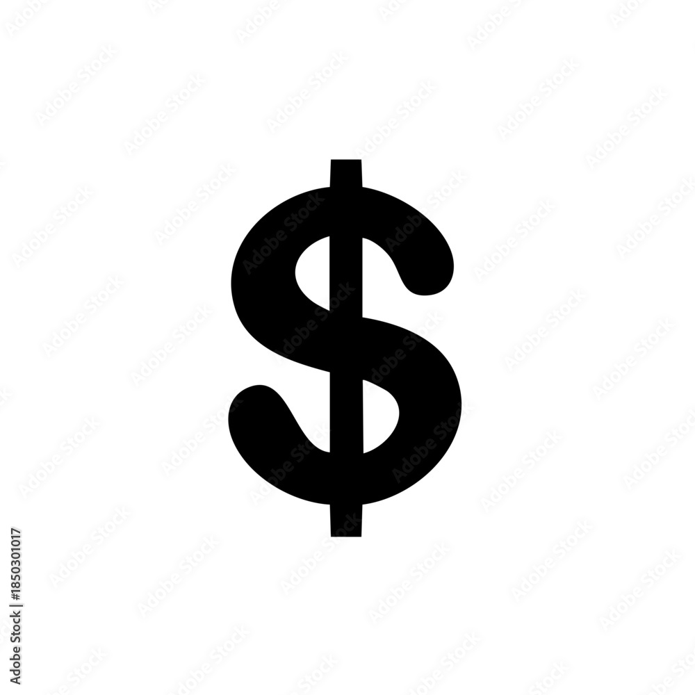 Fototapeta premium Dollar Sign Icon Black Symbol Currency Economy Finance Business Banking Investment