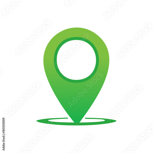 Green gradient location marker illustration, pinpoint icon, design element for maps and navigation apps