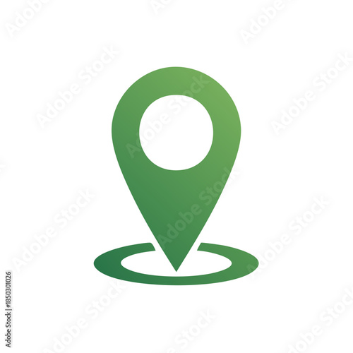 Green location pointer symbol for maps and navigation in abstract style, GPS navigation sign