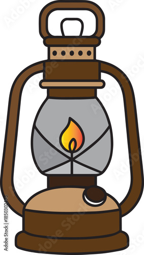 Vintage Flame Lantern Cartoon-Style Glow in Metal Frame