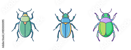 Colorful Beetle Illustrations, Green and Blue Insects, Beetle Species, Insect Art