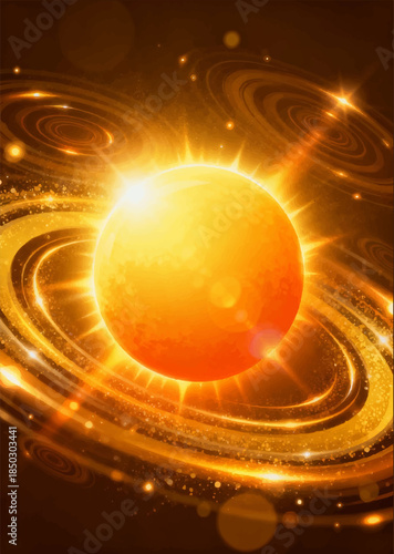 Lens Flare Realistic solar flare with multiple orbital highlights and soft scattering adds scale and light to the frame. For posters, advertisements, and titles. Vector. EPS.