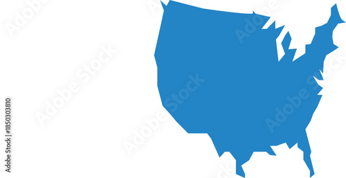 Blue Minimalist USA Map Silhouette – Contiguous United States Outline Vector for Infographics and Travel