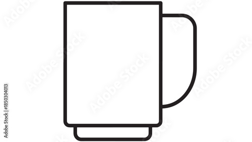 Simple black outline of a coffee mug with a handle on transparent background silhouette