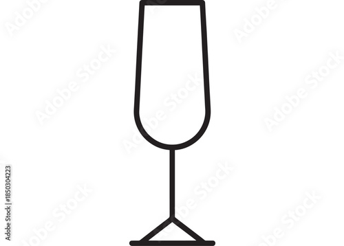 Elegant champagne flute graphic simple line art design on transparent background silhouette
