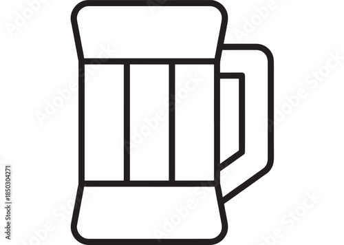 Simple black line art of a beer mug ideal for design on transparent background silhouette