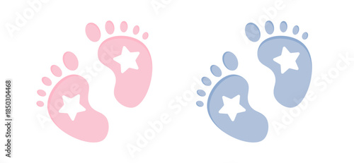 Baby shower banner. It's a boy baby footprint. It's a girl baby footprint	
