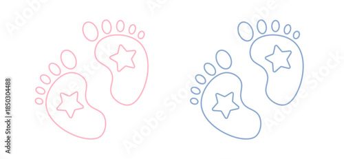 Baby shower banner. It's a boy baby footprint. It's a girl baby footprint	
