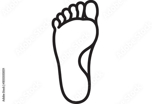 Simple black outline of a human foot ideal for design on transparent background silhouette