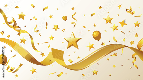 Golden confetti scattered on a transparent background, creating a festive and celebratory atmosphere..eps