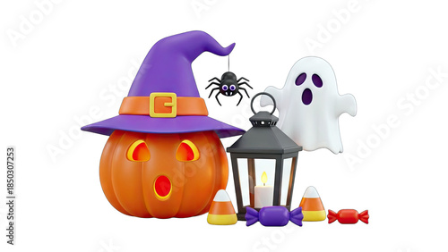 Halloween Pumpkin, Ghost, Spider, and Candy Decorations
