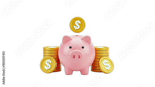 Piggy Bank with Coins: Saving and Investment Concept