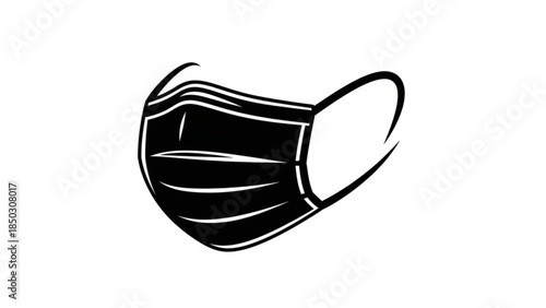 Black surgical face mask illustration for protection