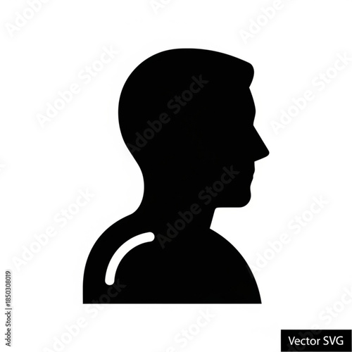 Black silhouette of a mans head and shoulders in profile view