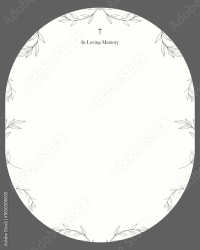 black and white background with frame. Funeral card