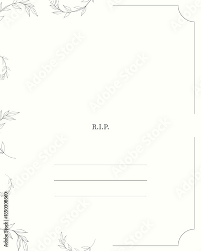 frame for your text with floral ornament. Funeral invitation 