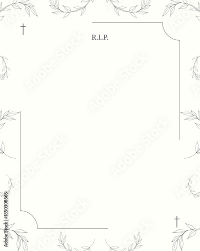 frame for text with floral ornament on invitation for funeral 