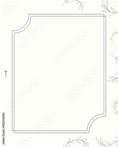 frame for text with flowers. Funeral beige invitation. 