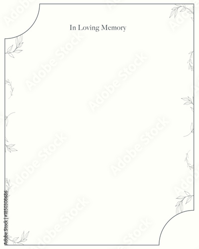 frame for text. Empty beige funeral card. In loving memory.
