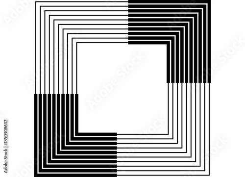 Vector frame of black parallel lines on a white background in retro style. Striped design element for advertising, posters, . Modern vector background