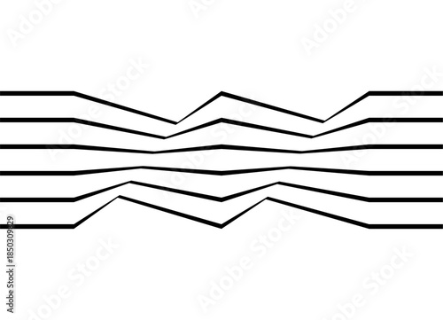 Vector pattern of thin black lines on a white background in retro style. Striped design element with sharp corners for advertising, posters, labels, videos. Modern vector background. Stringss