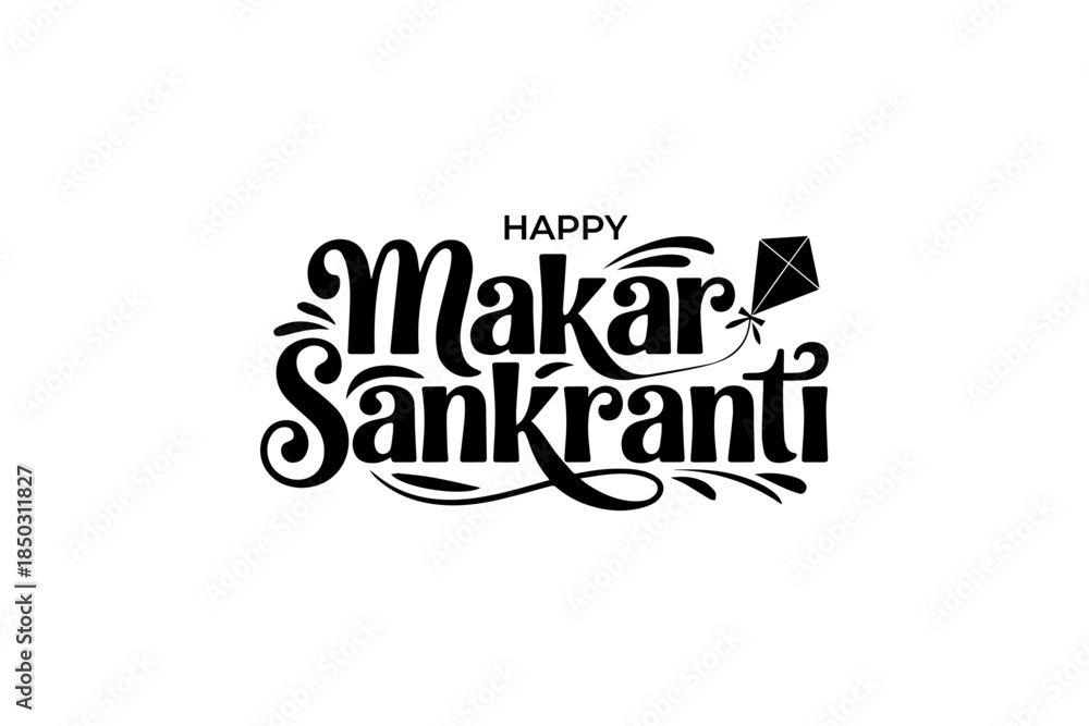 Fototapeta premium Happy Makar Sankranti – Festive Indian Harvest Festival Vector Typography Design