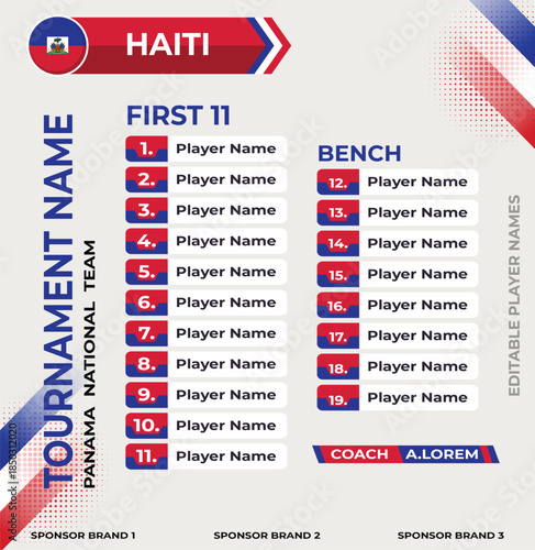 Line up for first 11 of Haiti Sports Team