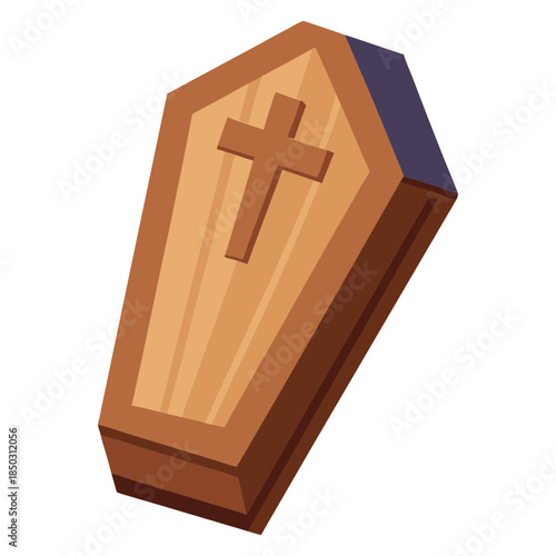 Simple modern vector illustration of wooden coffin elegant texture