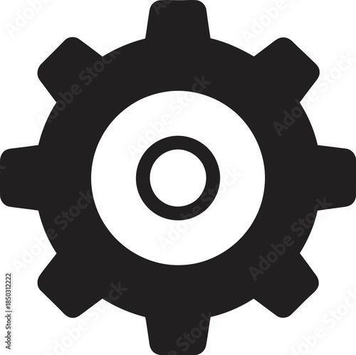 Gear with robotic arm icon silhouette, vector file 