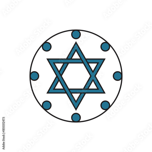 Star of David emblem in circular design with blue and white colors
