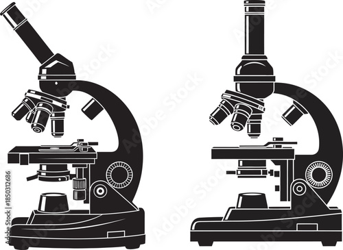 Microscope laboratory silhouette, vector file 