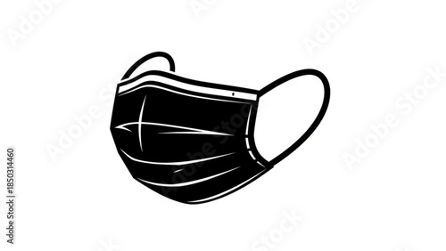 Black face mask with white lines and straps