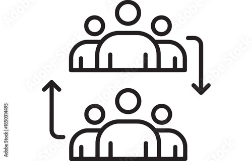 People moving in different directions team work concept on transparent background silhouette