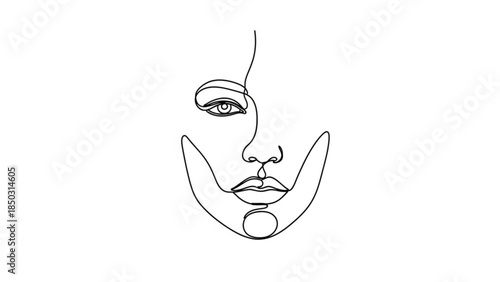 Minimalist line drawing of a womans face in simple elegant style