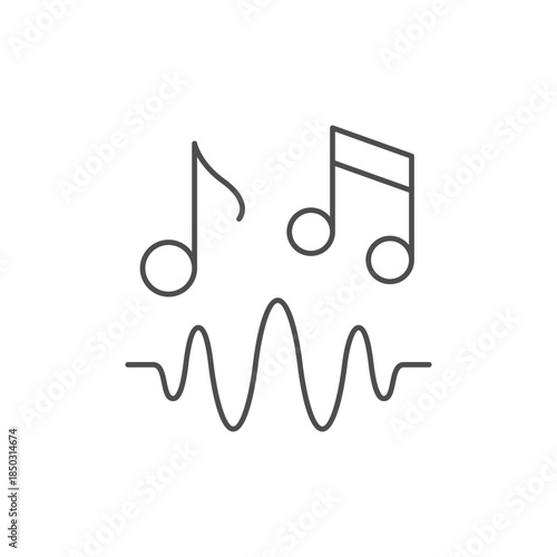 Music or sound line outline icon isolated on white. Vector illustration