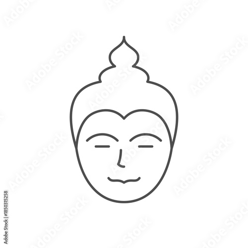 Buddha head line outline icon
