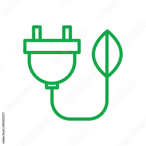 Eco Green Leaf With Switch Vector Icon