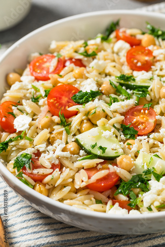 Healthy Organic Greek Orzo Pasta Salad