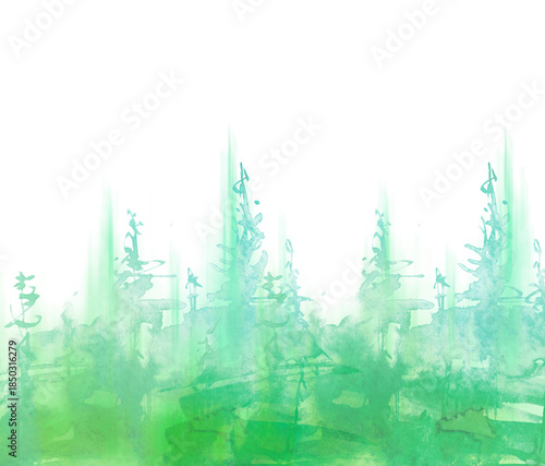 Watercolor autumn forest, silhouette of trees, bushes., Field. Country view.
Postcard, logo, card. A drawing with a reflection of a tree in the water and a glow, blurred. A trendy trend