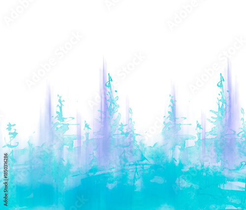 Watercolor autumn forest, silhouette of trees, bushes., Field. Country view.
Postcard, logo, card. A drawing with a reflection of a tree in the water and a glow, blurred. A trendy trend