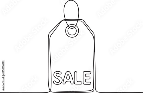 continuous drawing of price tag in one line, Sale label, one line art, one line Art icon drawing