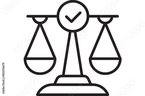 Scales of justice icon black outline design on transparent background silhouette