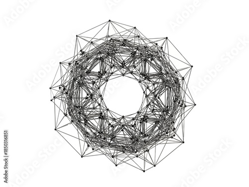 Intricate geometric network structure abstract art.