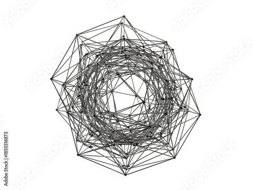 Intricate geometric network structure abstract digital art.