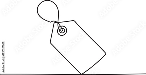 continuous drawing of price tag in one line, Sale label, one line art, one line Art icon drawing
