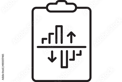 Clipboard with graph and chart illustration ideal for reports on transparent background silhouette