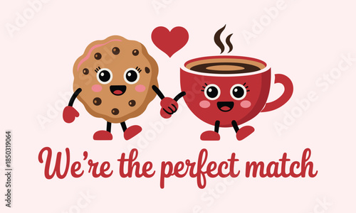 Cookie and Coffee Cup Holding Hands Perfect Match