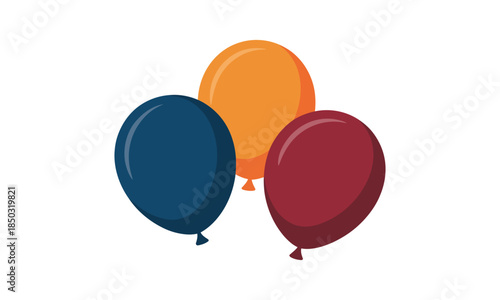 Three colorful balloons clustered together party celebration